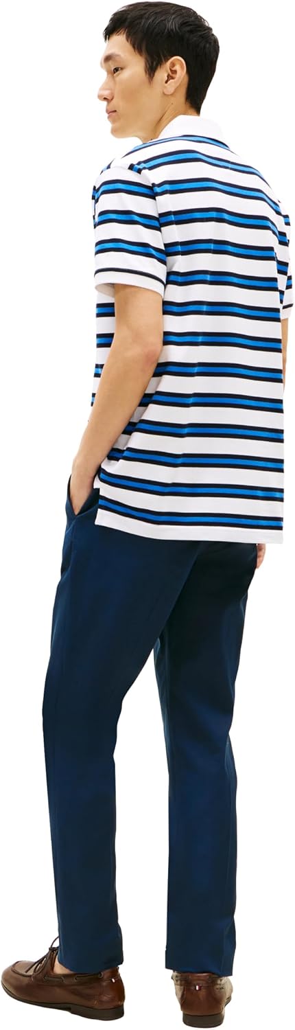 Tommy Hilfiger Men's Short Sleeve Polo Shirts in Classic Fit with Stretch and Organic Pique Cotton