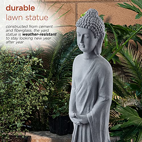 Alpine Corporation Dig286 Alpine Cement Standing Buddha Outdoor Statue, Gray #TOP6