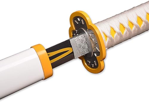 Miniatura 64 de Sword fort - Katana de acero al carbono de metal real, espada Katana de Rengoku/Tanjiro/Inosuke de anime Demon Slayer, alrededor de 41 pulgadas
