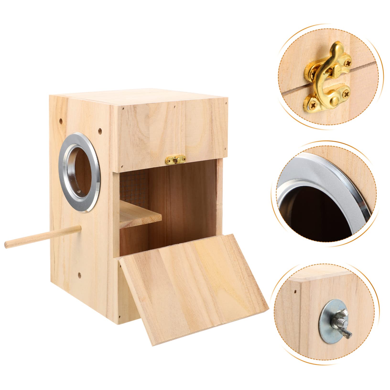Yardwe Nid D’Oiseau en Bois, Boîte D’élevage Carrée, Lieu de Repos Confortable pour Canaris et Alouettes, Usage Intérieur
