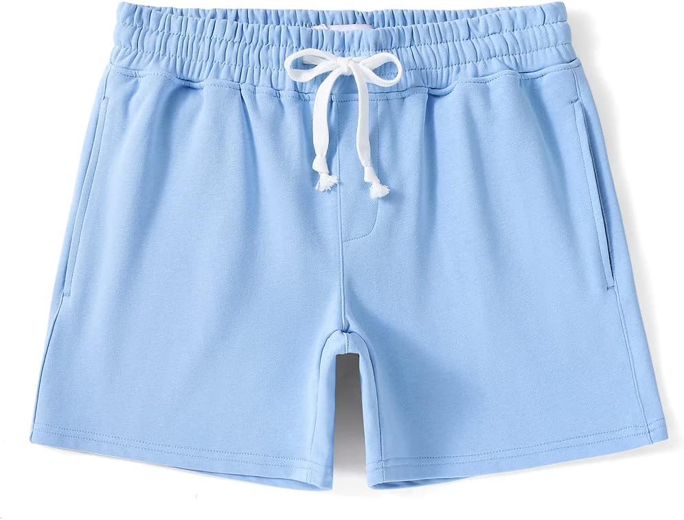 NIMENJOJA Mens 5.5" Athletic Gym Shorts Cotton Jogger Workout Lounge Jersey Zipper Pocket Sweat Shorts