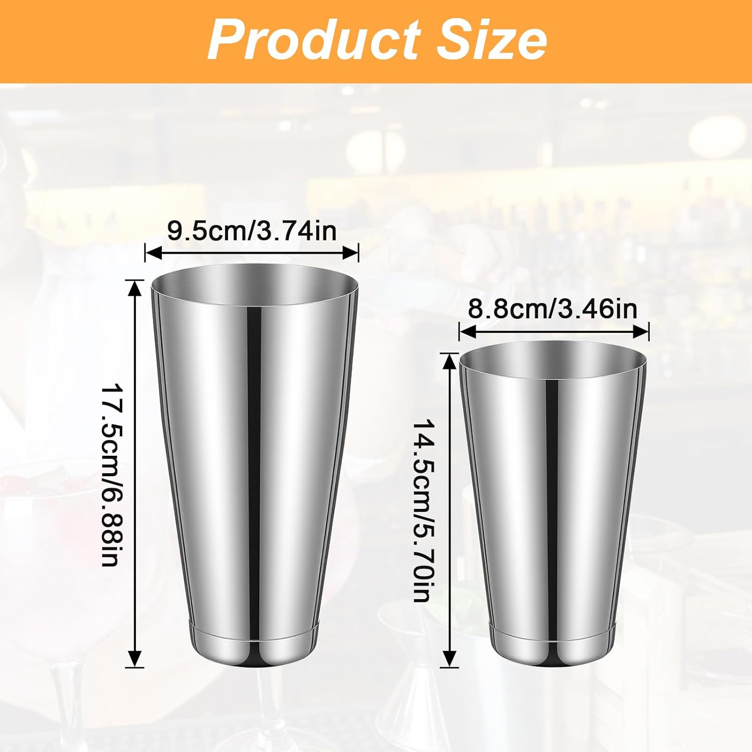 8pcs Cocktail Shaker Boston Shaker Set,Professional Stainless Steel Drink Shaker Bartending Tin with 18oz & 28oz Mixed Cocktail Tool for Beginner