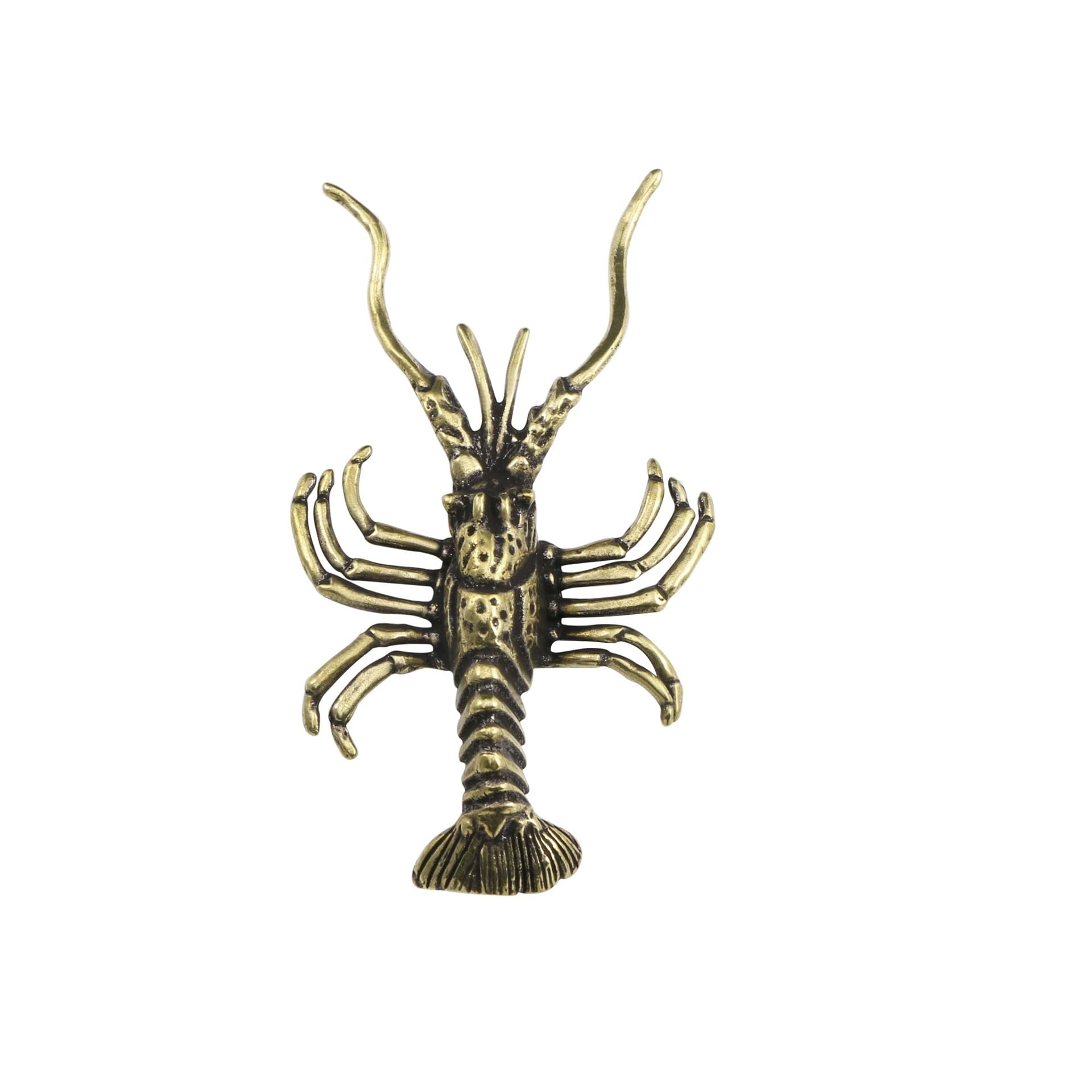 NGDFGR Handmade Creative Solid Copper Lobster Figurine, Brass Simulated Marine Animal Crayfish Model Statue Sculpture Office Home Study Desk Garden Bonsai Decoration