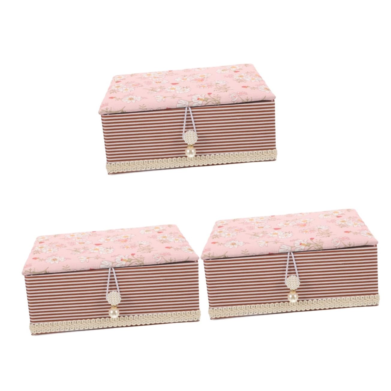 STOBOK 3stücke Nähkorb Für Zuhause Tragbare Nähbox Mit Aufbewahrung Für Nadeln Fäden Und Knöpfe Für Bastelarbeiten Und Studenten Kleine Praktische Organizer Mit Floralen Mustern
