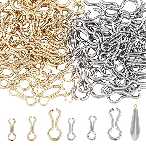 SUPERFINDINGS 240Pcs 3 Sizes Fishing Sinker Eyes Eyelets DIY Fishing Lures Eyelet 2 Colors Stainless...