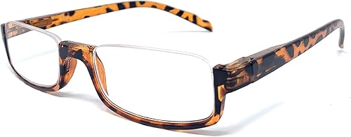 Miniatura 2 de The Parker - Lentes de lectura rectangulares de medio marco, lectores unisex sin montura + tortuga 2.75