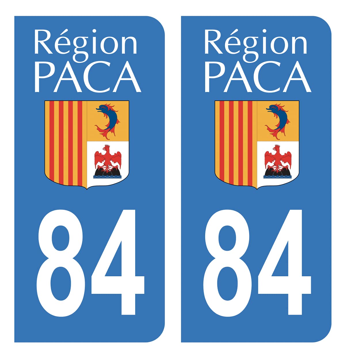 Autocollant 84 du Vaucluse pour plaque d'immatriculation avec blason région PACA