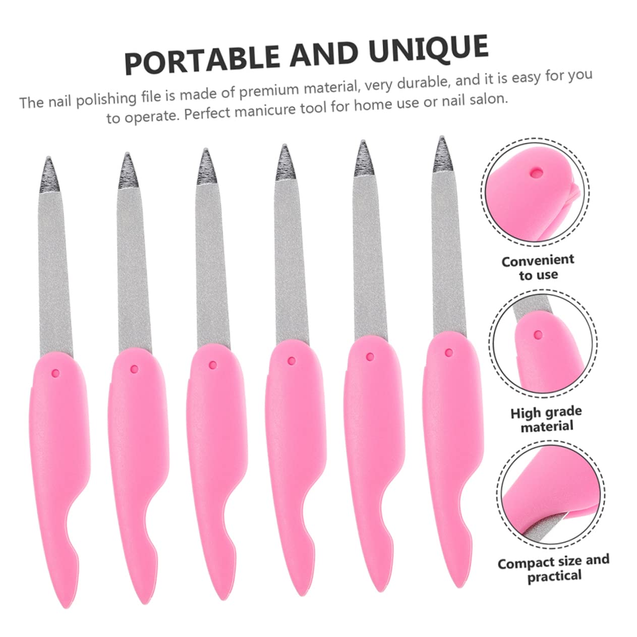 Lima per Unghie Pieghevole Mini in Metallo Abs, 8 Pezzi | Rosa, Uso Domestico e Salone, per Limatura e Levigatura della Superficie, Formato Compatto