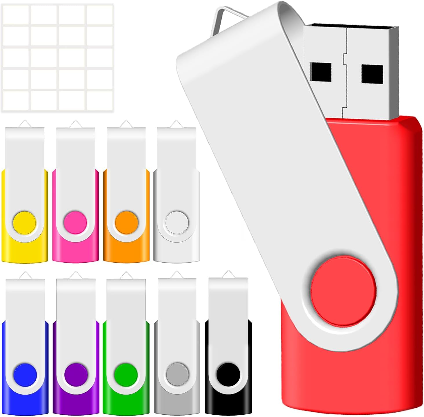 4GB USB Flash Drive, Flash Stick 4 GB 10 Pack Memory Stick JBOS Swivel Thumb Drives Gig Stick USB2.0 Pen Drive for Fold Digital Date Storage, Zip Drive, Jump Drive, Disk Key, USB Stick, Mixed Colors