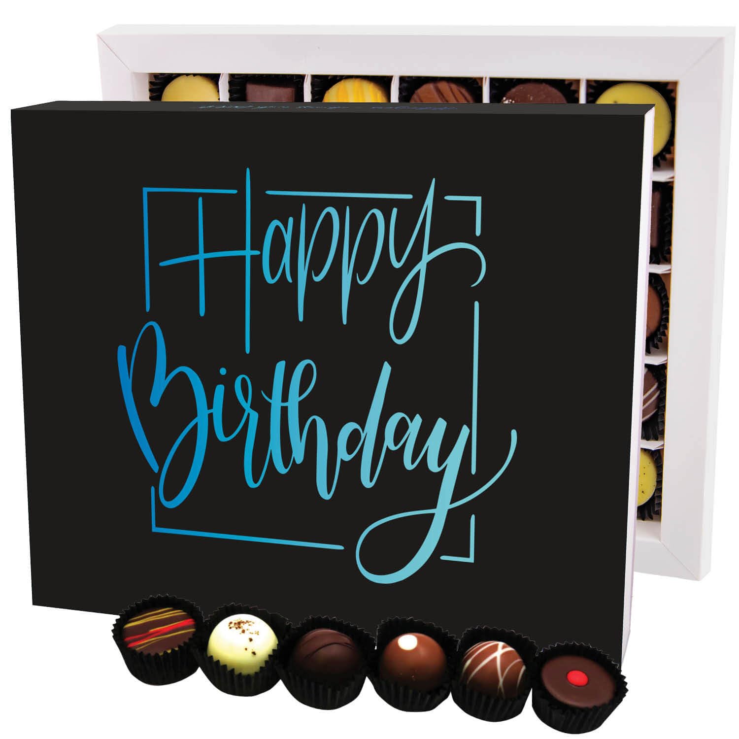 Hallingers Genuss Manufaktur Pralinen Geburtstagsgeschenk - ohne Alkohol, handmade aus Confiserie-Edelkakao in wertiger XXL-Geschenkbox "Happy Birthday", Geschenke für Frauen Männer