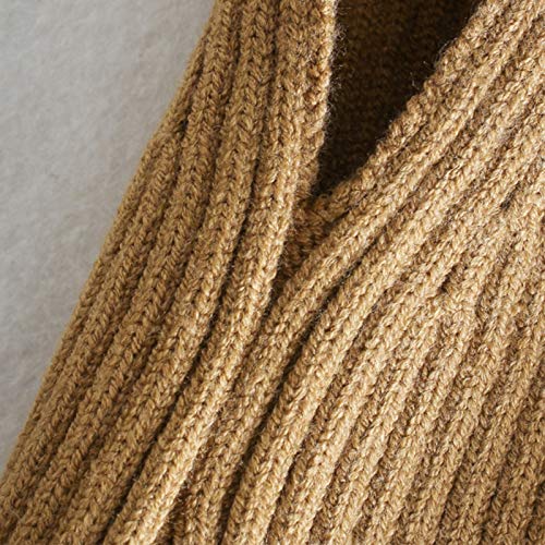 gazechimp Pulôver de Malha de Manga Comprida de Gola Sólida para Mulheres Blusas de Camisola - Cáqui