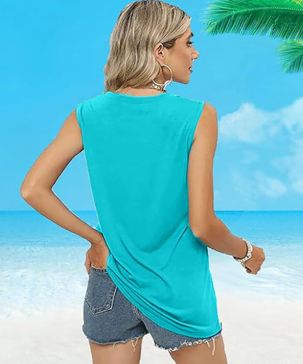Here Comes The Sun Tank Tops Women Sunshine Graphic Sleeveless Vintage Travel Vacation Tops Summer Beach Shirts - Image 5