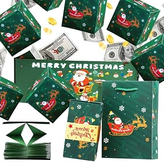 Surprise Gift Box Explosion For Money Unique Folding Bouncing Cash Explosion Luxury Birthday Christmas Valentine Proposal (10 Bounces),Green