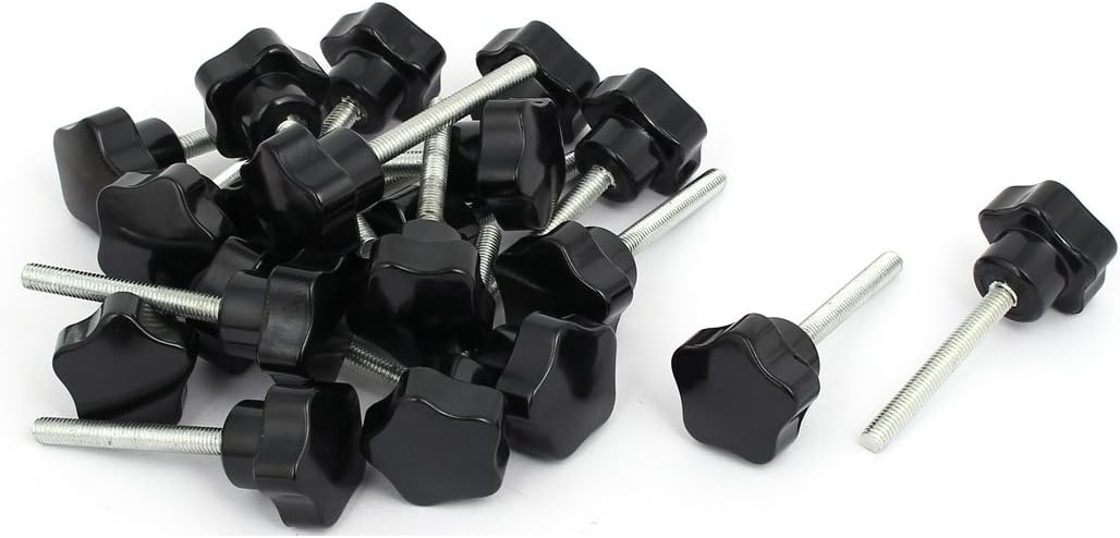 Aexit M5x40mm Male Knobs & Hand Wheels Thread 25mm Dia Plastic Star Head Screw On Type Clamping Star Knobs Knob 20pcs