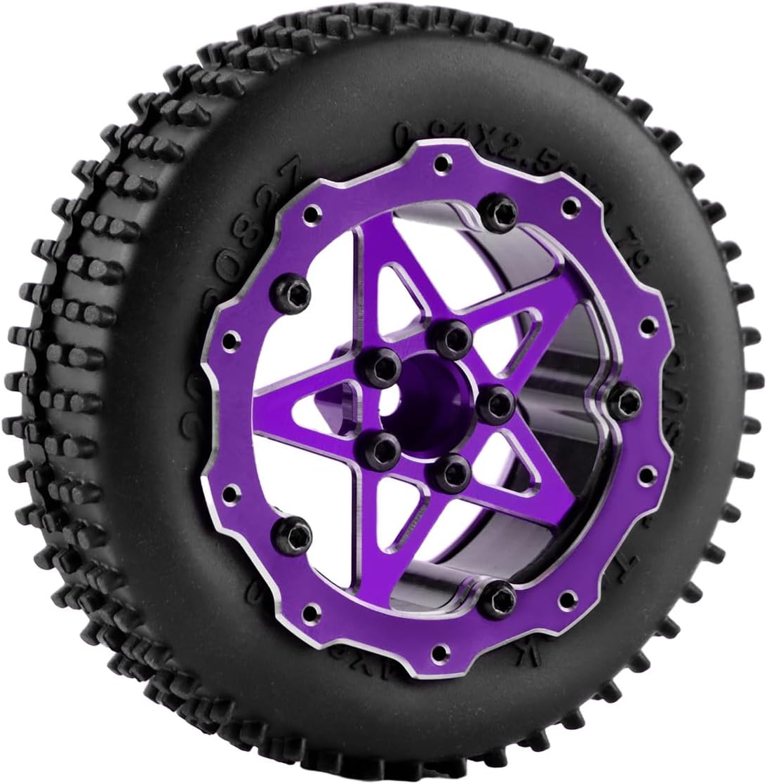 1.8"(46mm) Super RC Wheels, CNC Aluminum Beadlock Wheel Fits for Axial SCX24 TRX4M FCX24 Ascent 18, Compatible with 1.0"/1.2"/1.3" RC Tires (Purple)