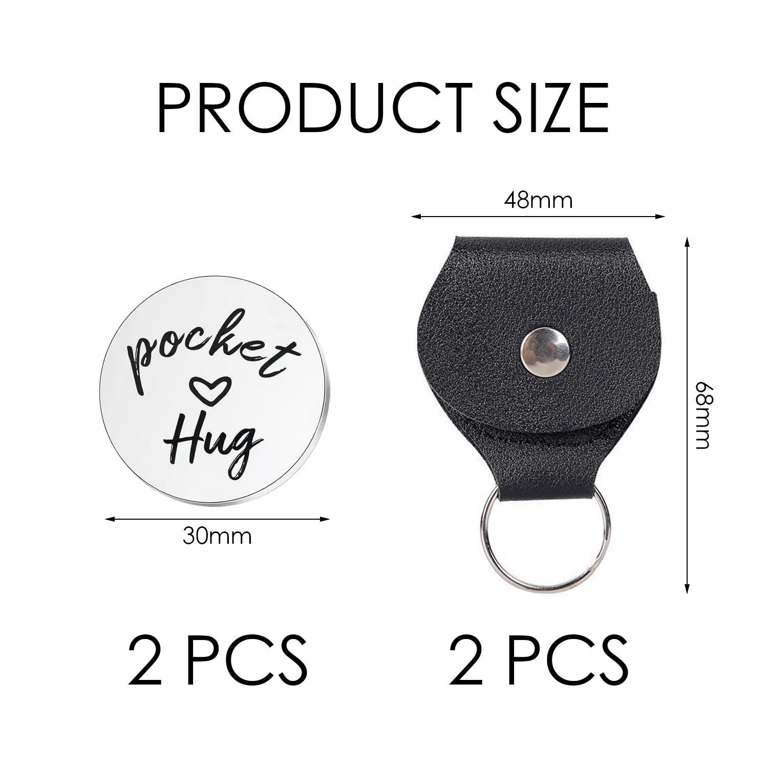 GDFHBD 2 Double-Sided Hug Coins And 2 Leather Key Rings, Double-Sided Inspirational Souvenirs, Farewell Gifts, Friends - Image 2