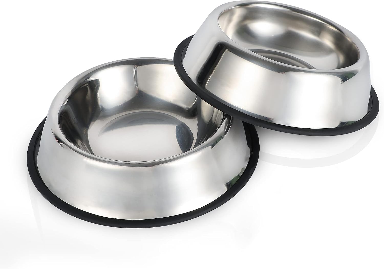 Nicelock Stainless Steel Dog Bowl (2 Pack) Removable Non-Slip Rubber Base Stackable Dog Bowls Feeder Bowl and Water Bowl 1.5Cups
