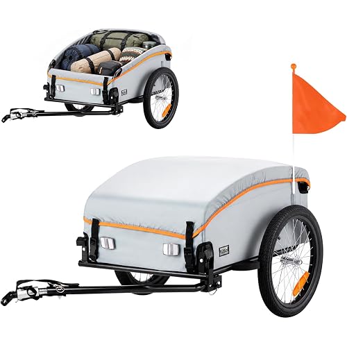 VEVOR Bike Cargo Trailer, 88/100/130/160 lbs Load Capacity, Heavy-Duty Bicycle Wagon Cart, Foldable Compact Storage with Universal Hitch