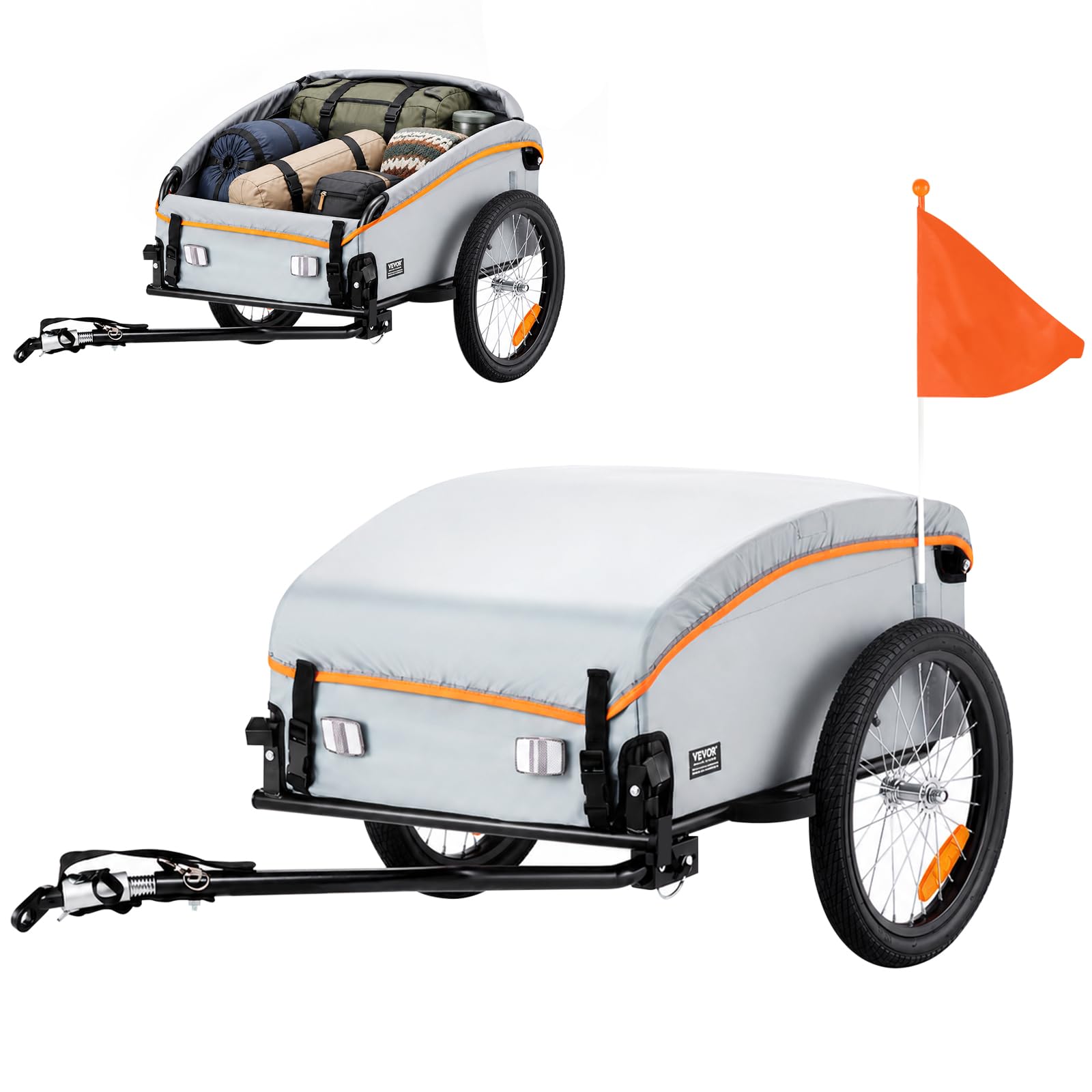 VEVOR Bike Cargo Trailer, 88/100/130/160 lbs Load Capacity, Heavy-Duty Bicycle Wagon Cart, Foldable Compact Storage with Universal Hitch