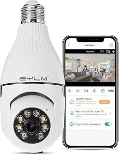 EYLM Light Bulb Security Camera 3MP, 2.4GHz WiFi 1296P Wireless Cameras, 355 Degree View Bulb Camera for Home Security with Motion Detection Alarm Night Vision Two-Way-Talk into E27 Light Bulb Socket
