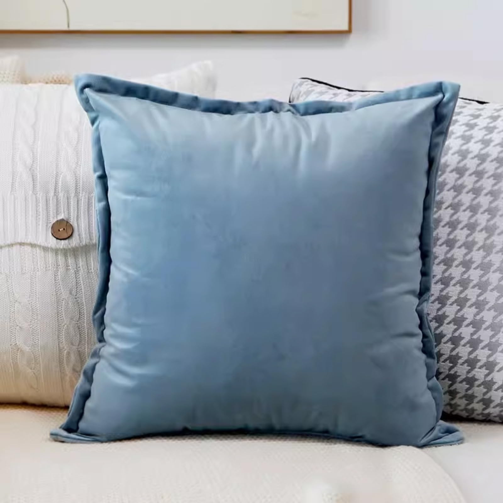 Taie d'oreiller brodée et coussin décoratif 45x45 cm avec fermeture éclair