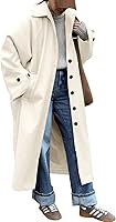 TANKANEO Women's Long Single Breasted Trench Coat - Oversized Windproof Classic Lapel Fall Overcoat
