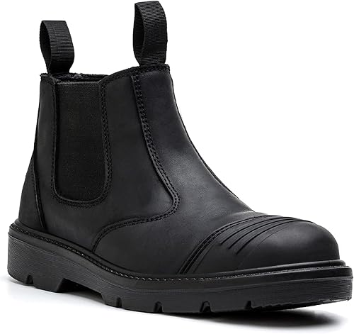 Miniatura 6 de Botas de trabajo con punta de acero para hombre, impermeables, de cuero aceitado de grano completo de 6 pulgadas, antideslizantes, a prueba de