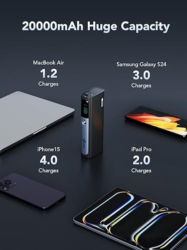 Miniatura 3 de X DIGI Power Bank 20000mAh, cargador portátil para portátil de 130 W, batería de carga rápida PD de 72 Wh, pantalla digital inteligente TFT, batería