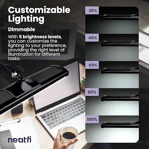 Miniatura 7 de Neatfi Lámpara Ultra Task de 3500 lúmenes con abrazadera temperatura de color correlacionada lámpara de metal de 26 pulgadas de ancho regulable