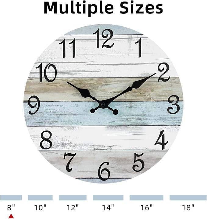 Reloj de Pared CHYLIN 8 pulgadas, Analógico, Silencioso, Rústico miniatura 3