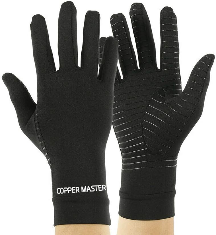 HIGHCAMP Copper Arthritis Compression Gloves Full Finger for Men Women, Daily Support Relief Hand Pain, Rheumatoid, Carpal Tunnel, Osteoarthritis, X-Large