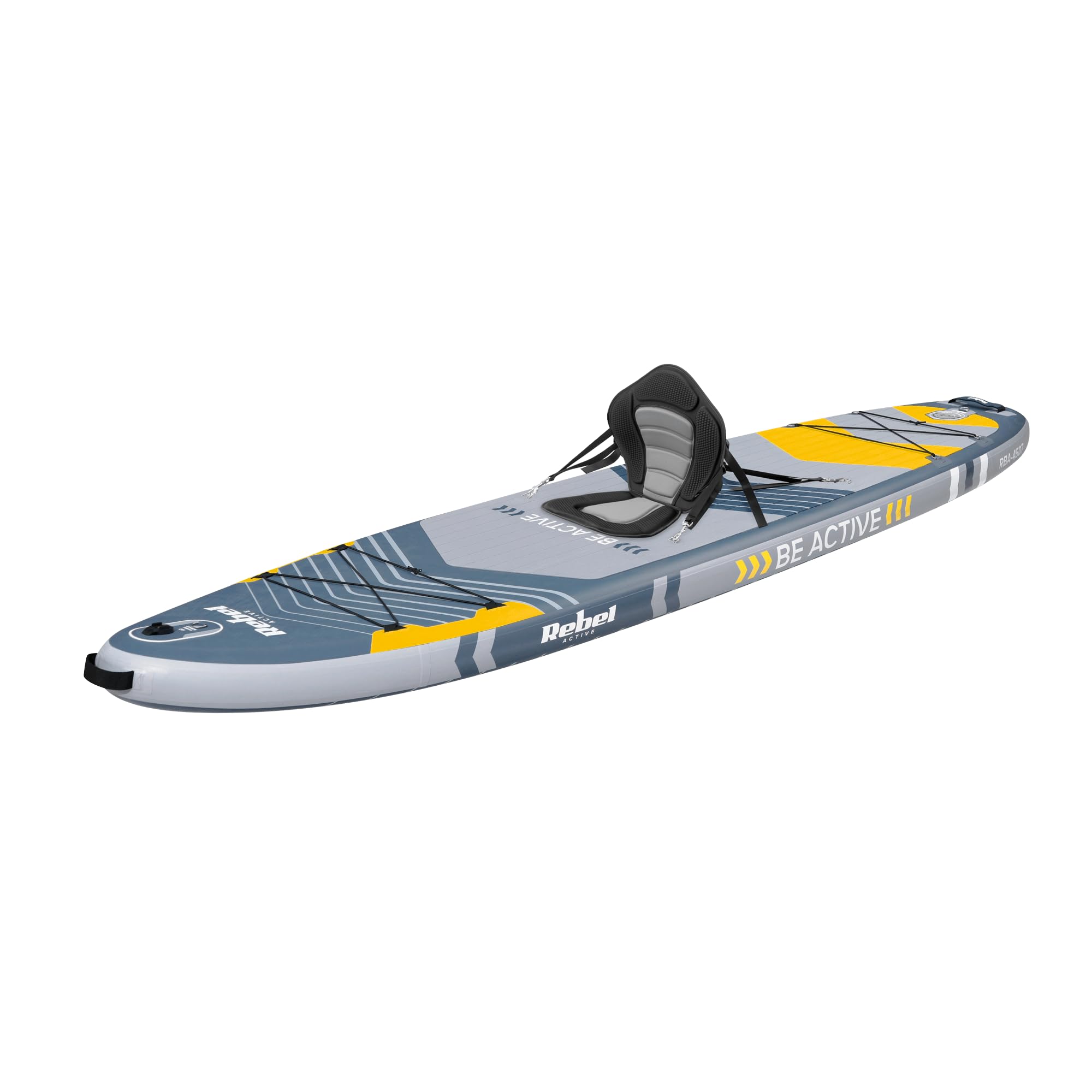 Rebel Brett SUP gepumpt mit Schwimmsitz Drop-Stitch 335 cm Set Paddel Pumpe Rucksack RBA-4507-G