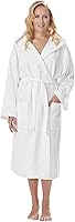 Vista 3 de Arus Bata de baño clásica con capucha para mujer de algodón turco