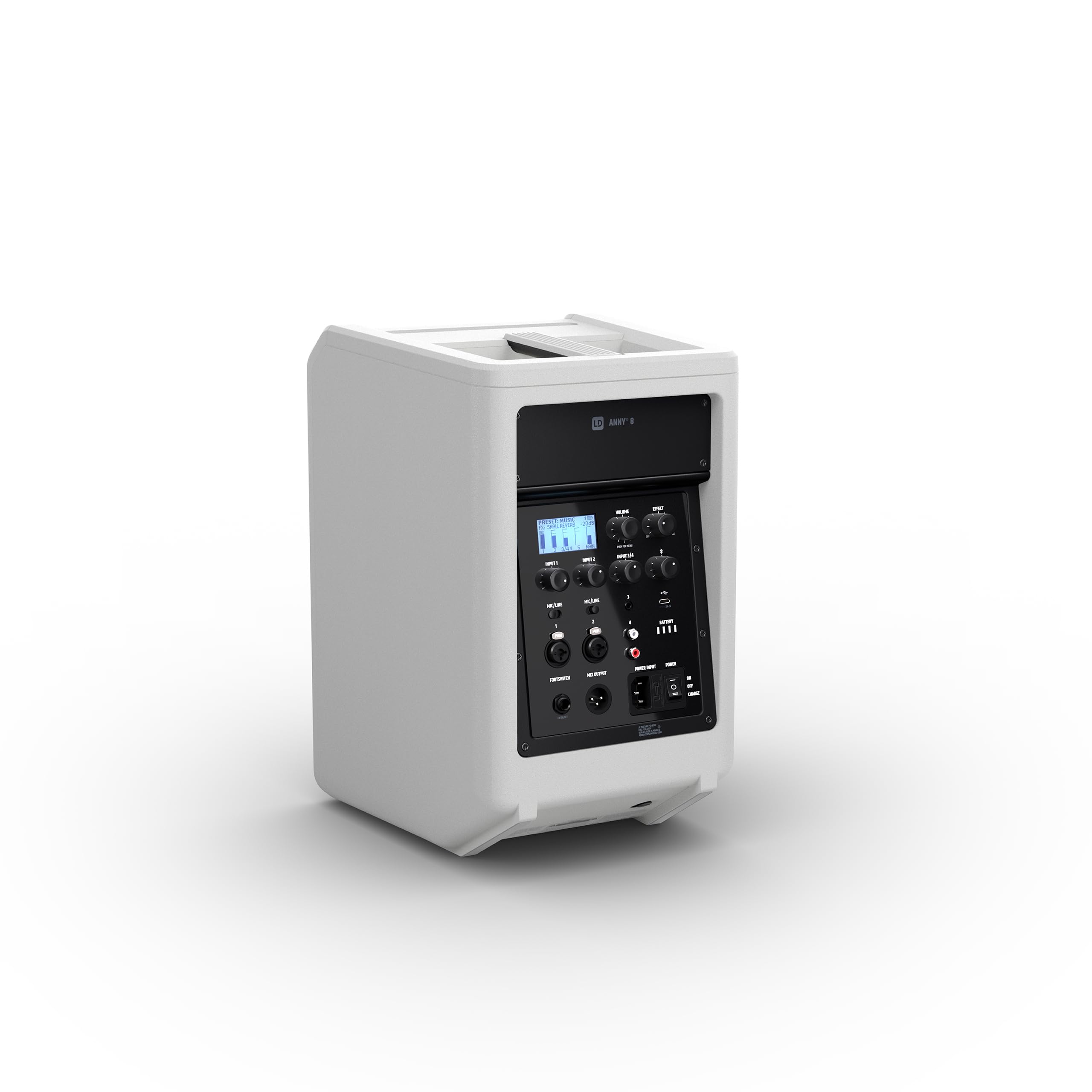 ANNY 8 Przenośny głośnik PA na baterie Bluetooth i mikser Pure White