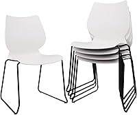 Vista 16 de Silla apilable para sala de espera, silla de oficina apilable con soporte lumbar ergonómico y patas de metal, sillas de escritorio de plástico