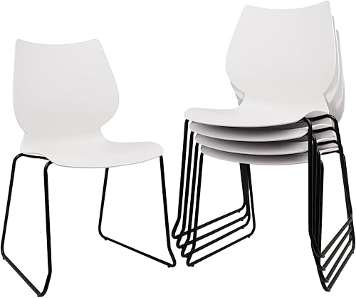 Silla apilable para sala de espera, silla de oficina apilable con soporte lumbar ergonómico y patas de metal, sillas de escritorio de plástico para