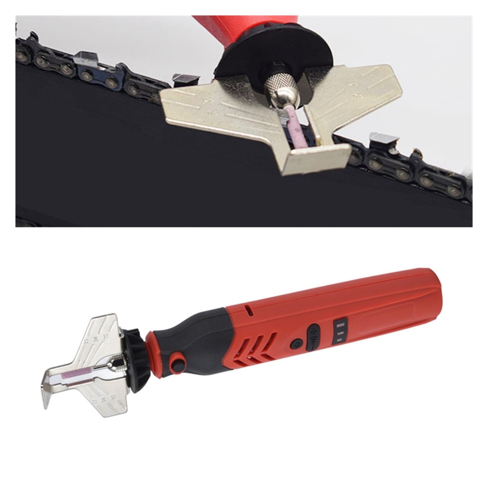 Herramienta de afilado motosierra, Kit afilador inalámbrico, juego mano, cadena roja, Grado industrial