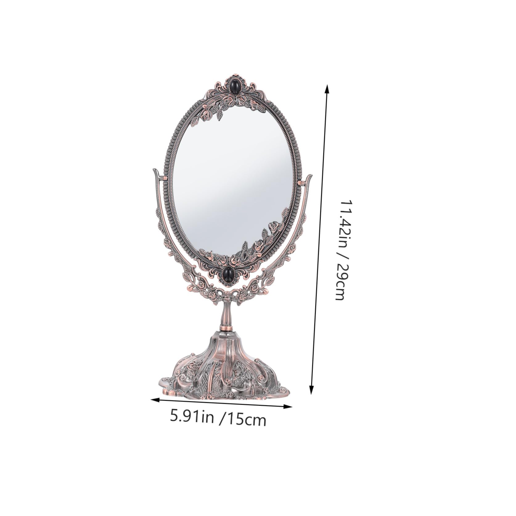 Vintage Schminkspiegel aus Zinklegierung, Doppelseitig Drehbar | Europäischer Stil, Flacher Standfuß für Stabile Platzierung, für Make Up und Hochzeit