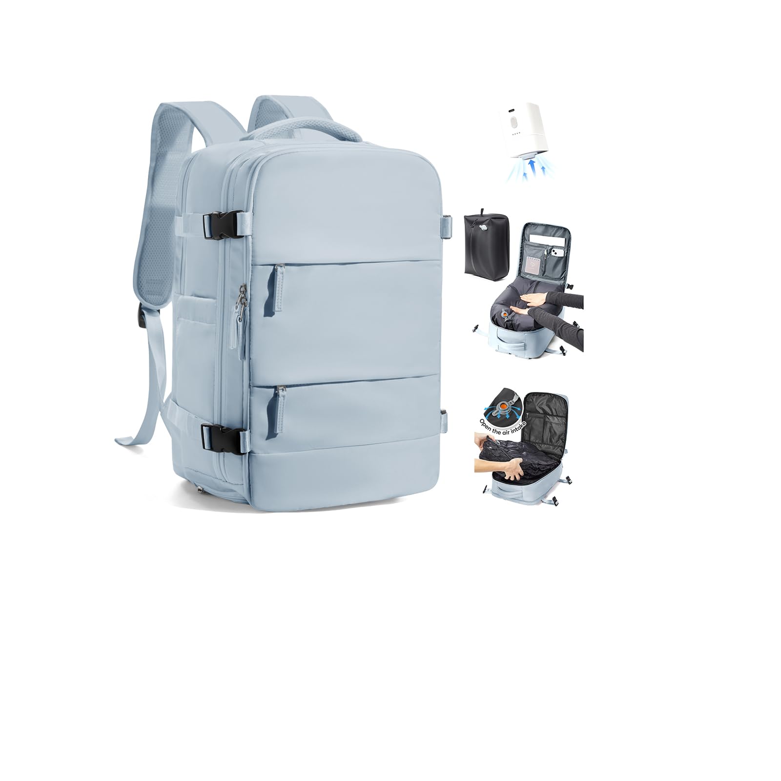 SZLX Zaino Ryanair 40x30x20 Sottovuoto con pompa Zaino da Viaggio 40x30x20 | Bagaglio a Mano 40x30x20 Wizzair Donna Uomo Borsa da Cabina per Easyjet Adatto a Laptop da 14 Pollici Impermeabile per Lavoro