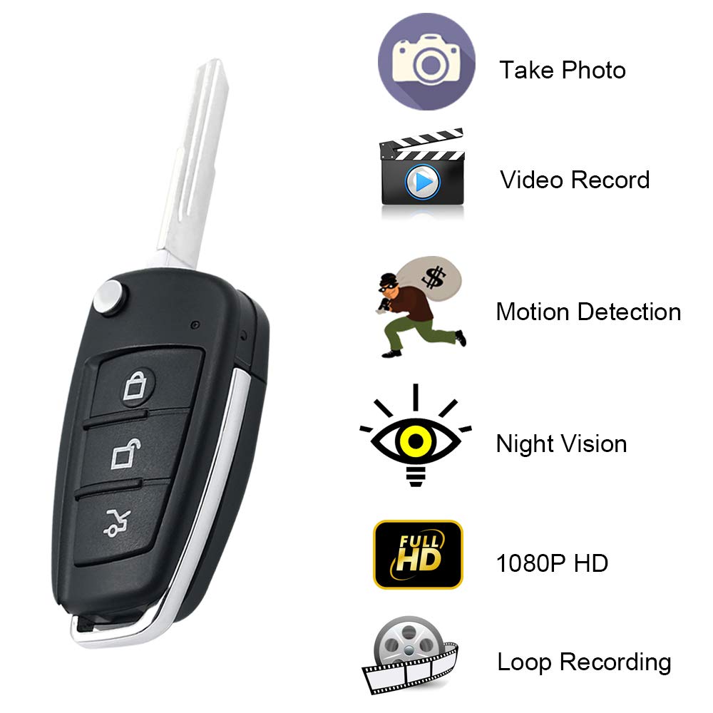 UYIKOO Mini Telecamera Nascosta A Forma Di Chiave Auto – 1080P HD Con Visione Notturna E Rilevamento Movimento