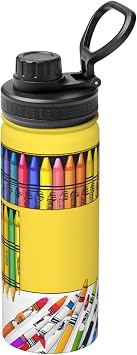 Cute Crayons Box Print 18ozsports Insulated Kettle 304 Double Wall Leak Proof Water Bottle