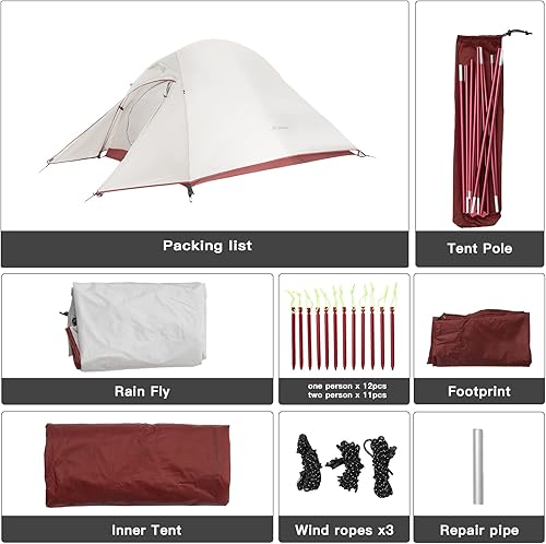 Miniatura 8 de BISINNA Tienda de campaña ligera para mochileros de 12 persona con huella, 3 estaciones, cúpula de pie libre, ultraligera, portátil, para acampar,