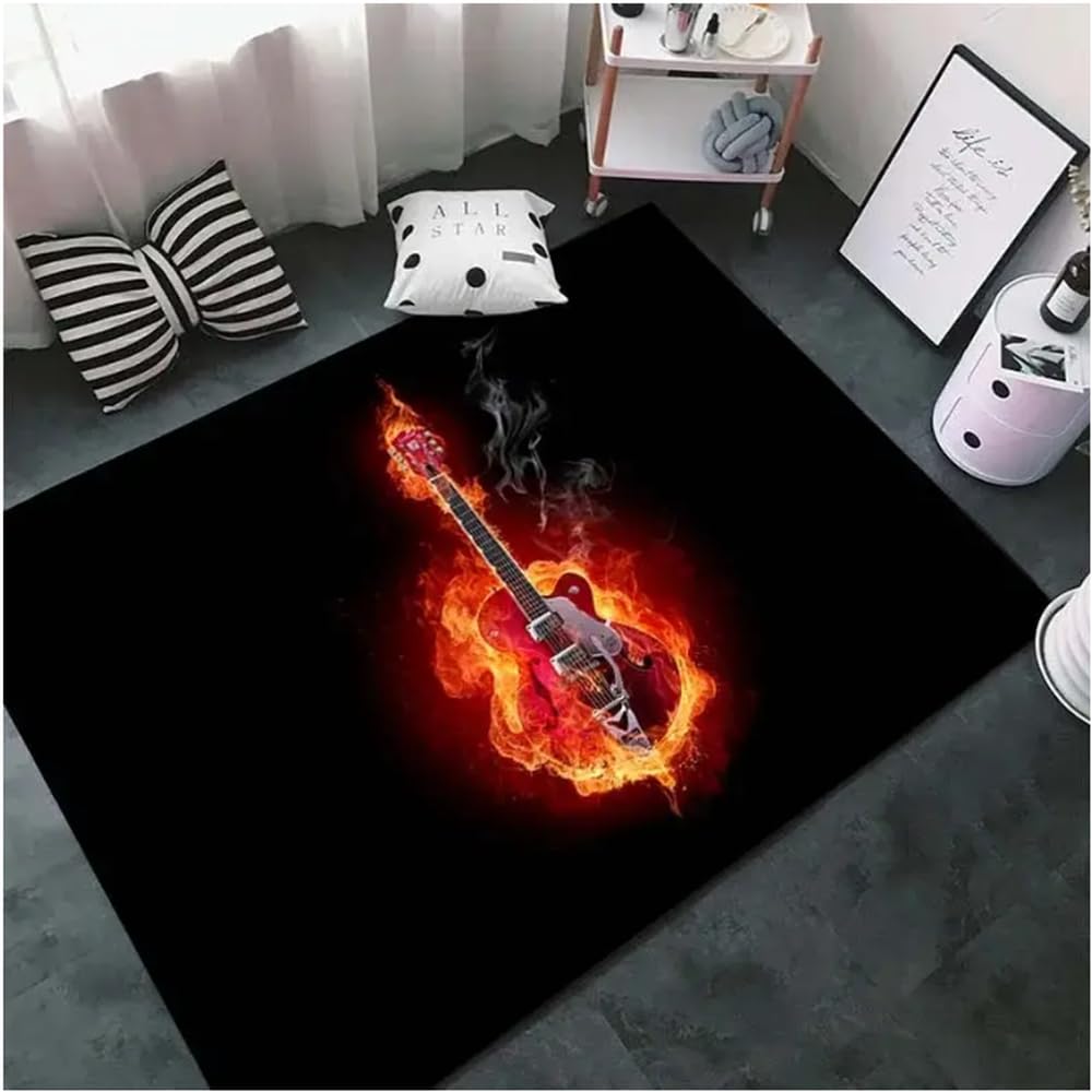 Tapis guitare motif créatif 50x80cm, idée cadeau déco chambre ado