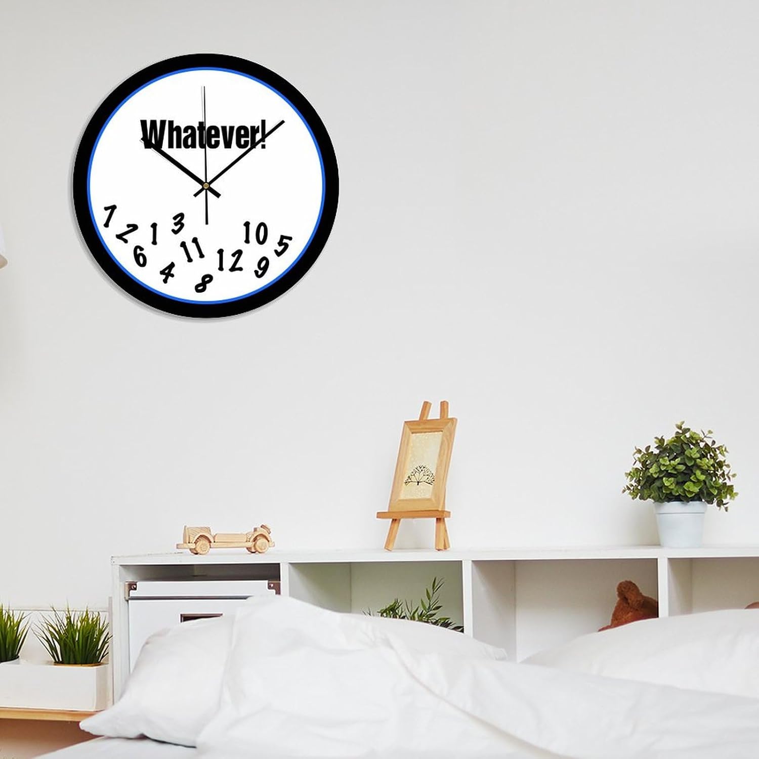 Whatever Round Wall Clock Non-Ticking Quartz Battery Operated 15 Inch Vintage Farmhouse Wood Wall Clocks Decor for Living Room Bathroom Bedroom Office Home