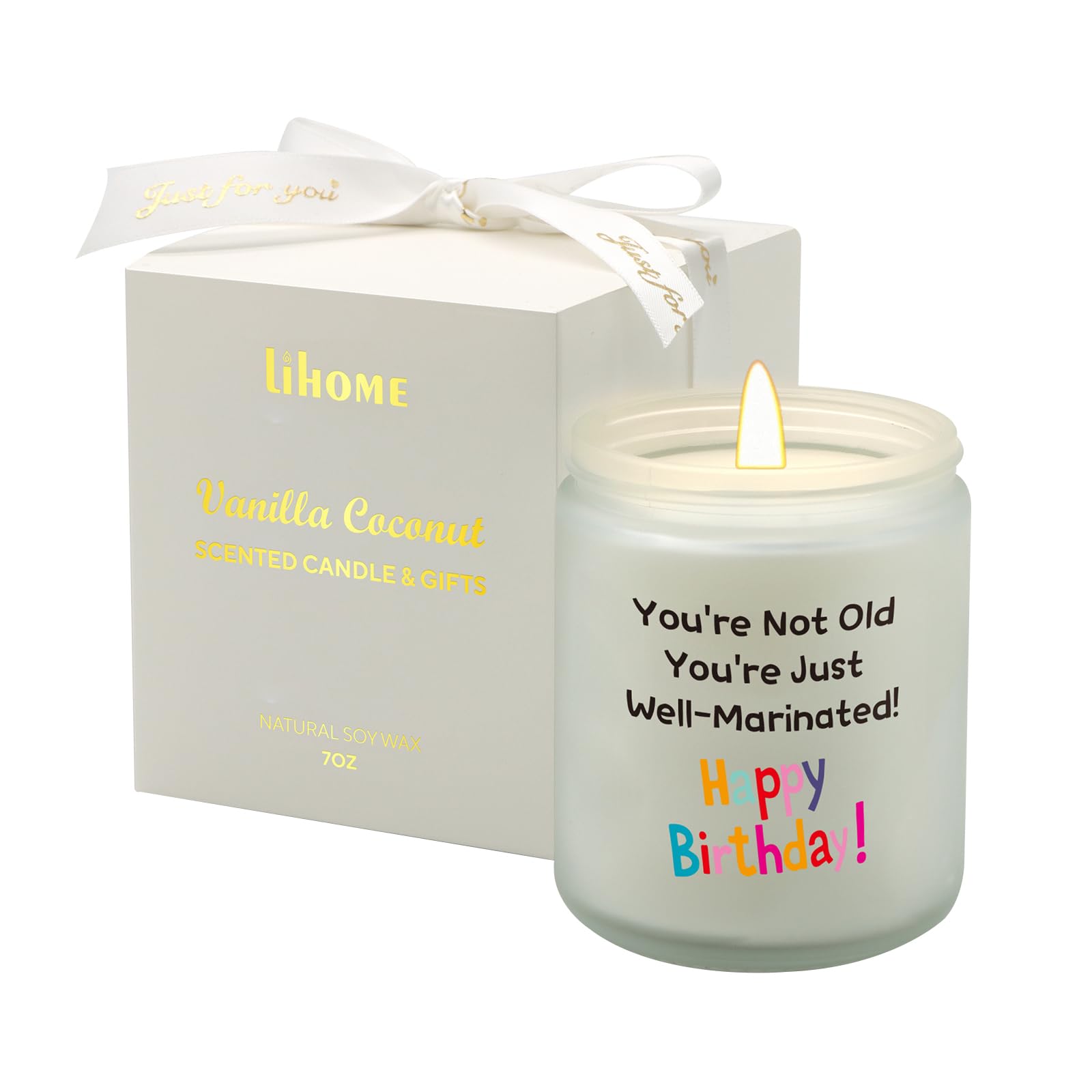 Birthday Gifts for Women Men, Funny Happy Birthday Candle for Her and Him, Unique Best Friend Birthday Gift Ideas-Vanilla Coconut Candles(7oz)