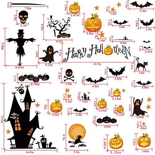 image for GonLei 52 PCS Halloween Window Clings Decorations Stickers, Halloween 