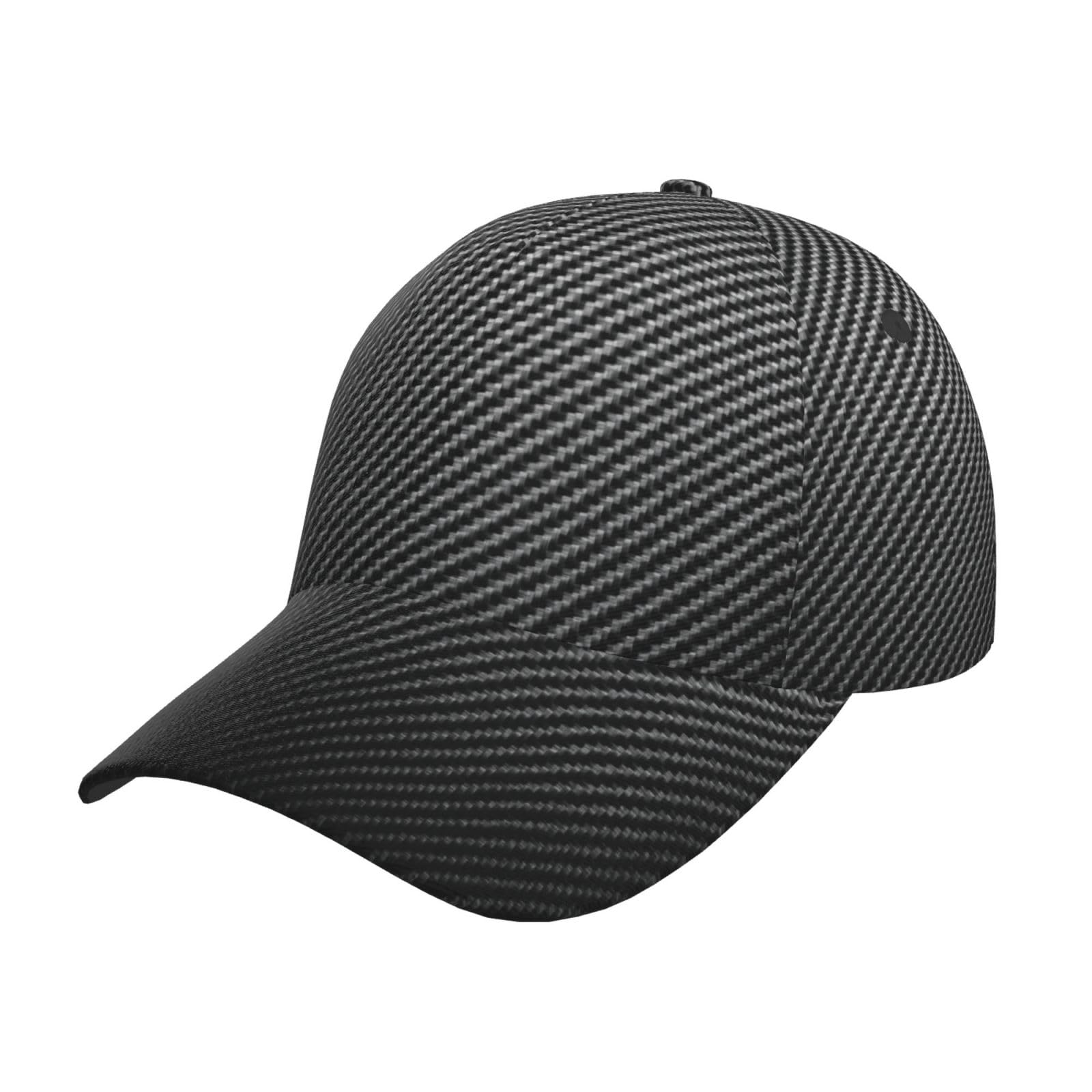 Carbon Fiber Texture Baseball Cap for Men Women Trucker Hat for Running Sports Beach Black