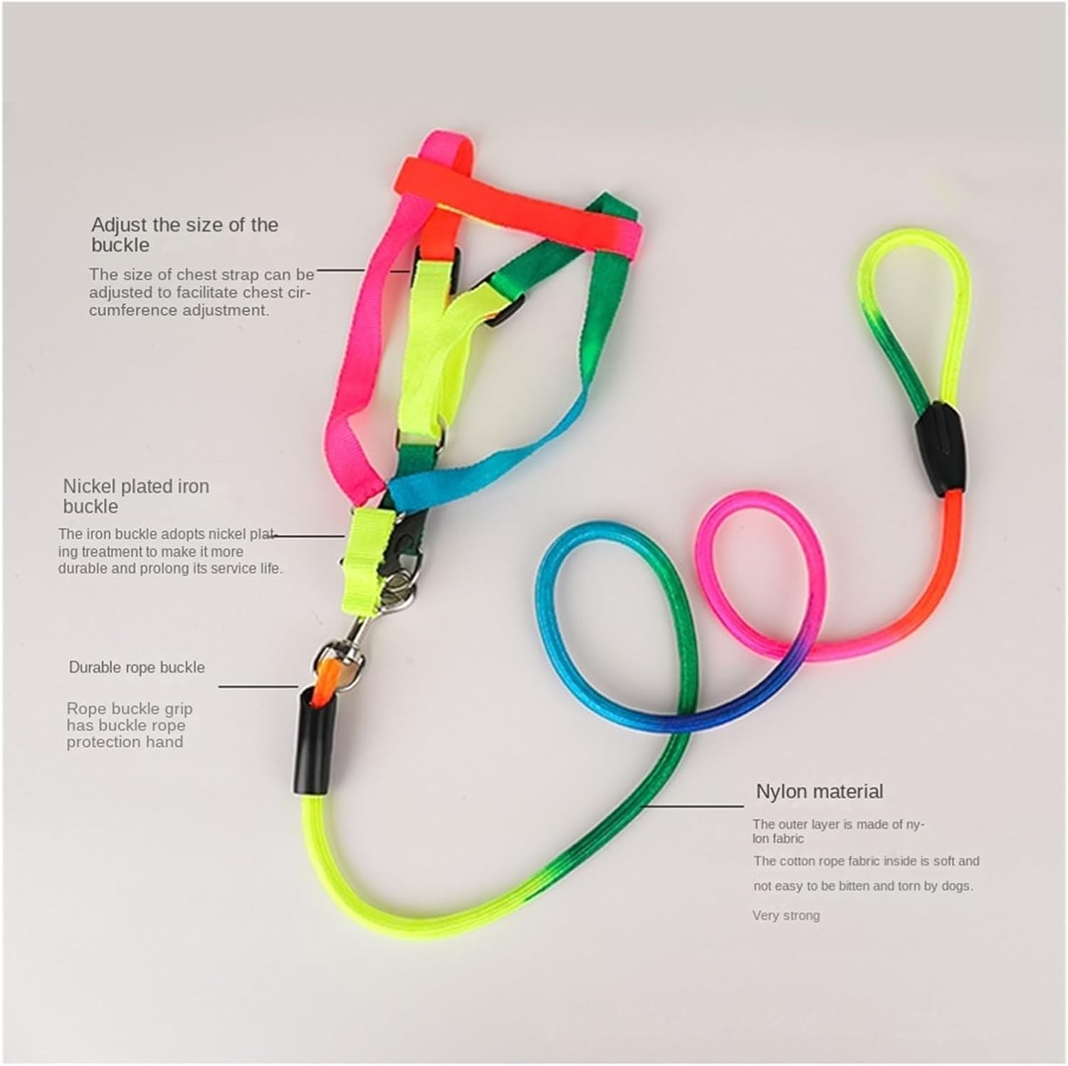 Pet Harness Round Rainbow Color Cat Leash Dog Chain(L)