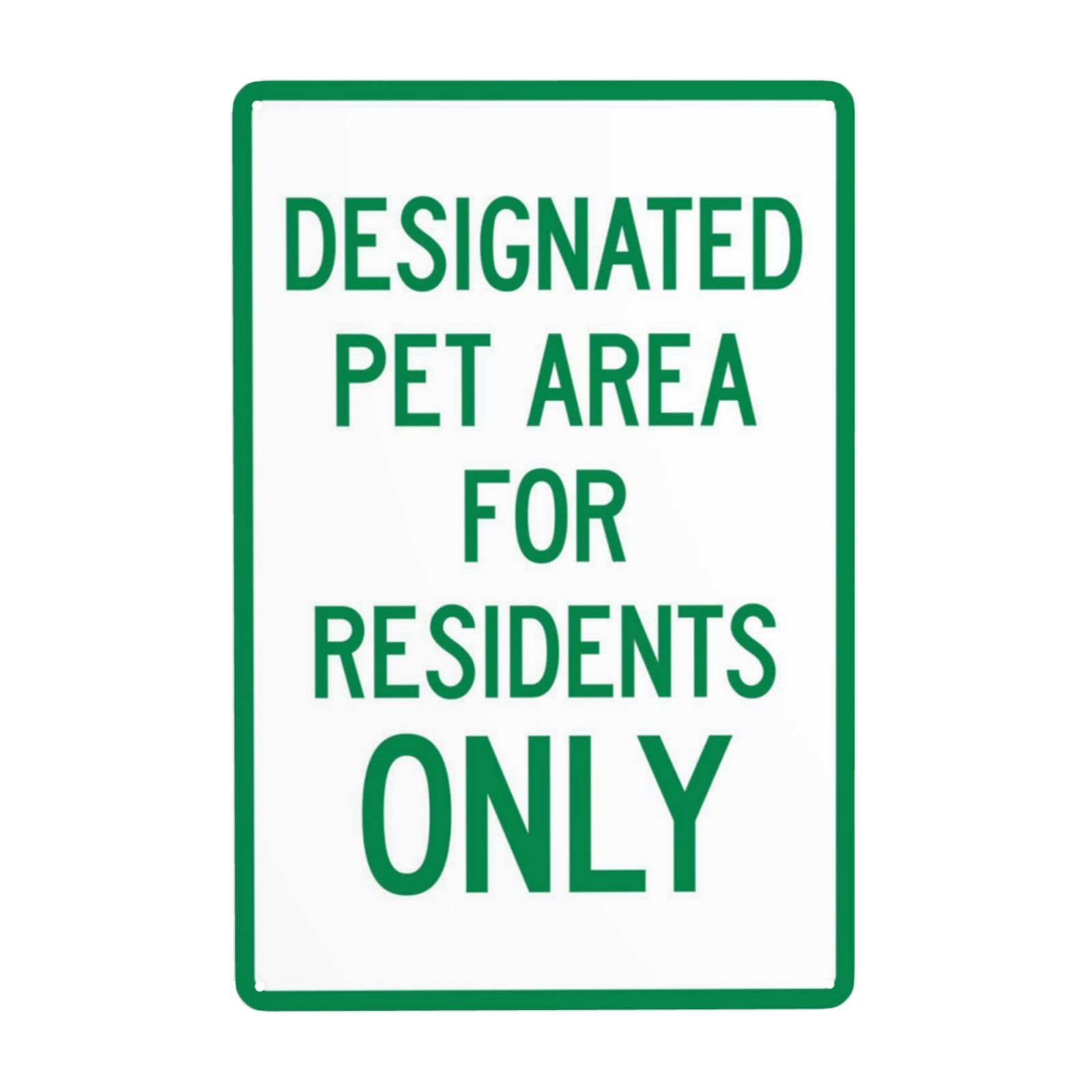 Designated Pet Area For Residents Only Vintage Metal Park Rule Sign 12x8 Inch