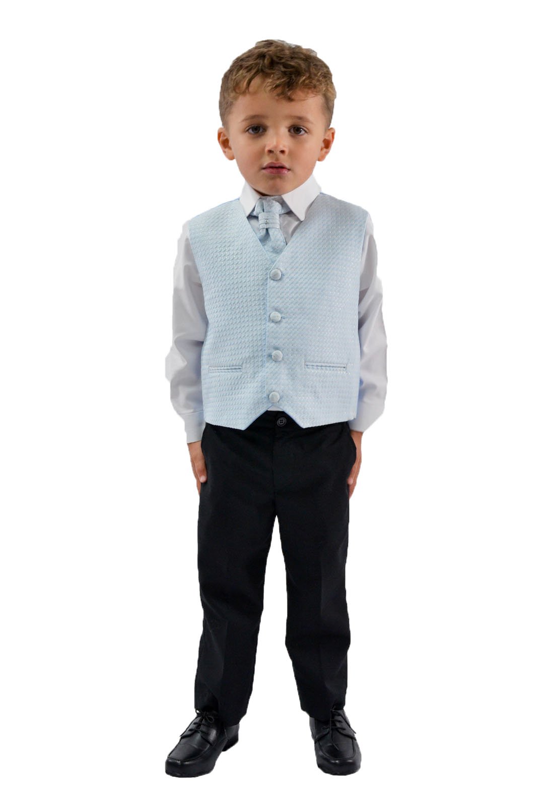 VivakiBoys 4 Piece Blue & Black Diamond Suit